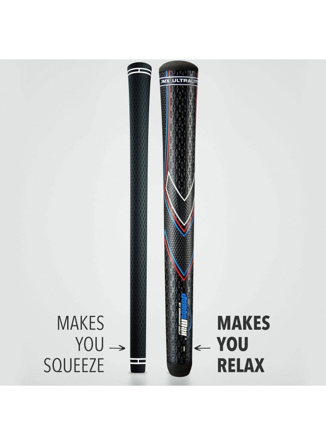 JumboMax Golf Grips JMX Ultralite Tapered Golf Club Grips, Oversize Golf Grips 25% Lighter Than Standard, Black W/RWB - Set of 1 Large/LG (+11/32) - Image 3