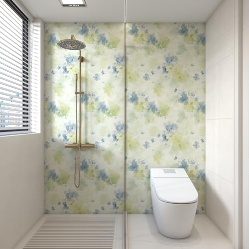 tiltil Peel and Stick Wallpaper Vintage Floral Blue and Green Contact Paper Boho 17.7"x78.8" Self Adhesive Wallpaper Removable Modern Decorative Wall Paper for Bedroom Countertops Cabinet Decor Vinyl Roll - Image 5