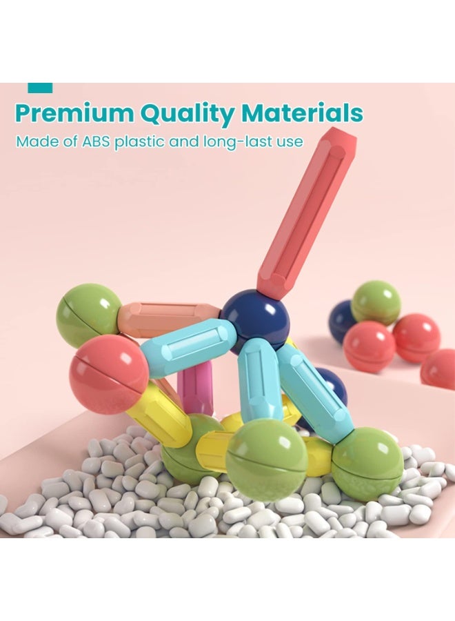 TAPIT Magnetic Building Blocks for Kids Ages 3-8 STEM Construction Toys for Boys and Girls Large Size Magnetic Sticks and Balls Game Set for Kid’s Early Educational Learning (64PCS) - Image 5