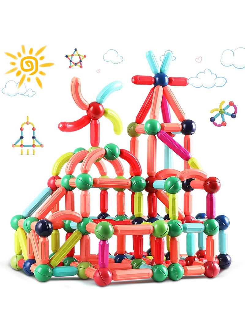 TAPIT Magnetic Building Blocks for Kids Ages 3-8 STEM Construction Toys for Boys and Girls Large Size Magnetic Sticks and Balls Game Set for Kid’s Early Educational Learning (64PCS) - Image 1