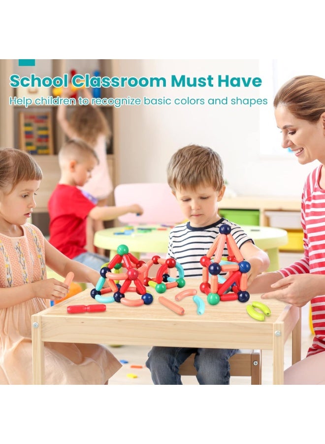 TAPIT Magnetic Building Blocks for Kids Ages 3-8 STEM Construction Toys for Boys and Girls Large Size Magnetic Sticks and Balls Game Set for Kid’s Early Educational Learning (64PCS) - Image 4