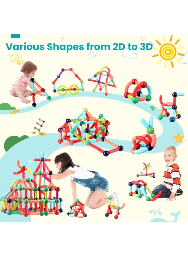 TAPIT Magnetic Building Blocks for Kids Ages 3-8 STEM Construction Toys for Boys and Girls Large Size Magnetic Sticks and Balls Game Set for Kid’s Early Educational Learning (64PCS) - Image 2