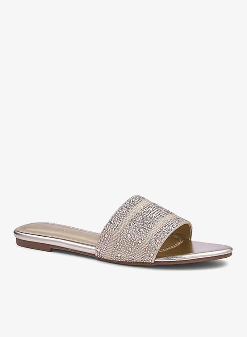 IconStyle Womens  slide sandals with rhinestones