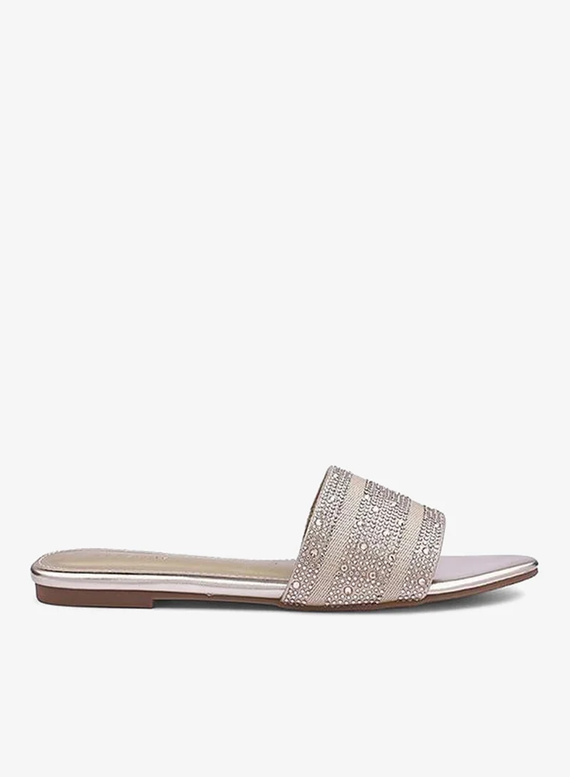 IconStyle Womens  slide sandals with rhinestones