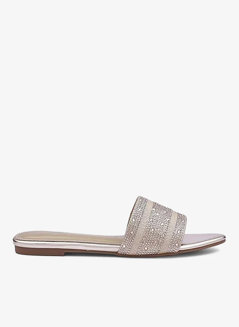 IconStyle Womens  slide sandals with rhinestones
