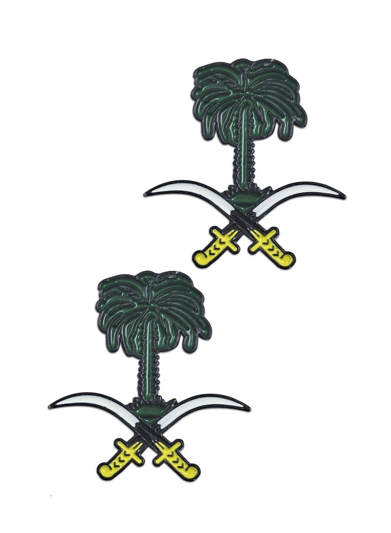 2 Pieces Saudi Arabia Emblem  Metal Sticker for Mobile or Any Smooth Surface - Image 1