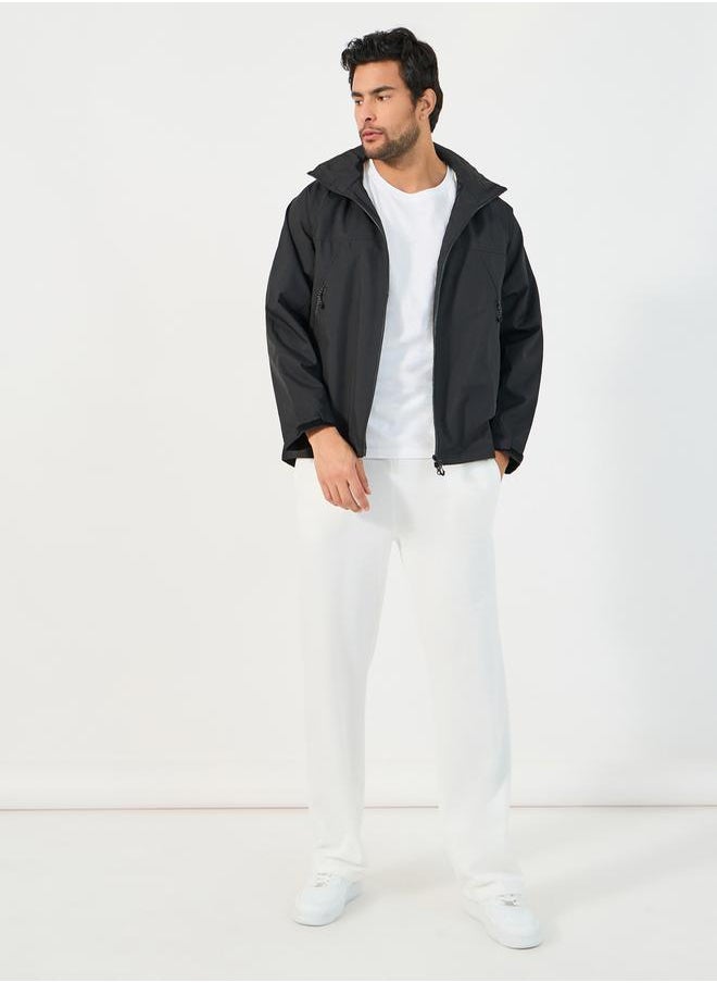 Styli - Solid Windbreaker Hooded Jacket with Zip Detail - Image 1