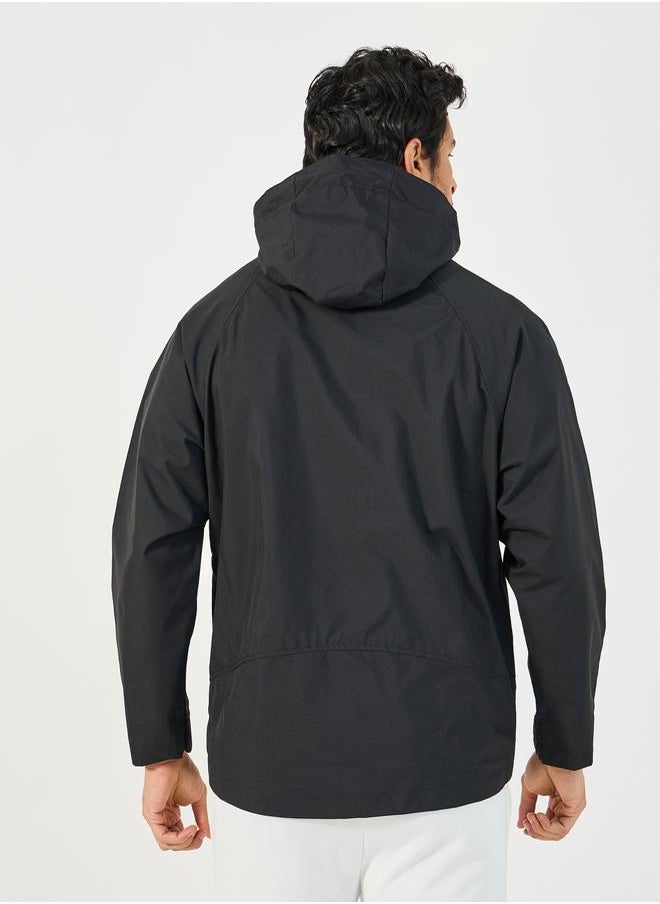Styli - Solid Windbreaker Hooded Jacket with Zip Detail - Image 1