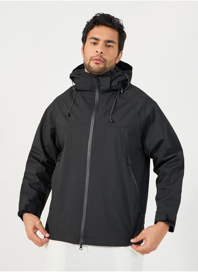 Styli - Solid Windbreaker Hooded Jacket with Zip Detail - Image 1