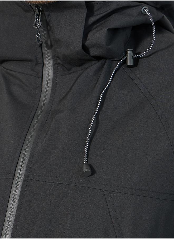 Styli - Solid Windbreaker Hooded Jacket with Zip Detail - Image 1