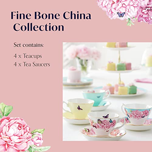 ROYAL ALBERT Miranda Kerr For Royal Albert Mixed Patterns Teacup & Saucer Set of 4, 6Fl oz - Image 3