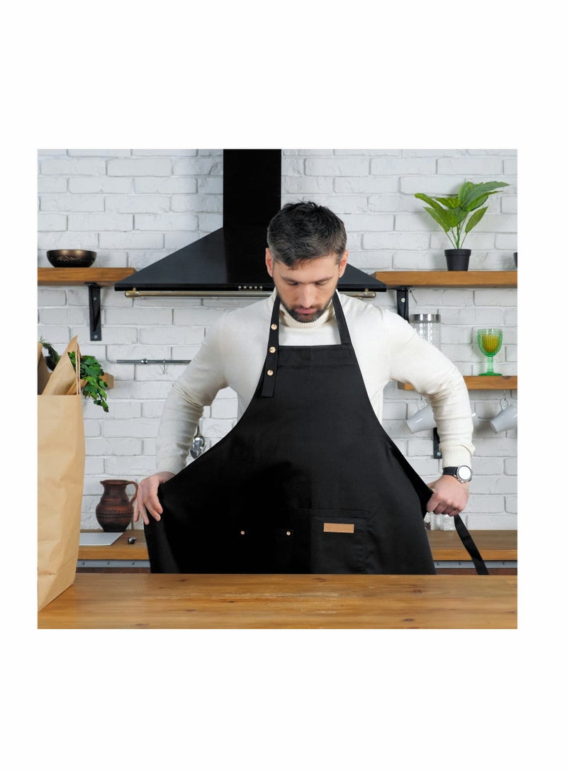 SYOSI 2 Pack Kitchen Apron for Women, Unisex Adjustable Cooking Apron with Pockets, Canvas Waterproof Apron for Home Kitchen, Restaurant, Coffee House  - Image 5