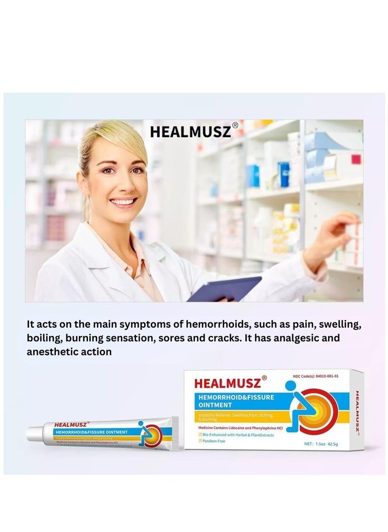 HEALMUSZ - Hemorrhoid Ointment Hemorrhoid Treatment Hemorrhoid and Fissure Ointment Fast Relief Hemorrhoid Cream Healing Formula Fast Acting Treatment Hemorrhoid Symptom Ointment 42.5g - Image 1