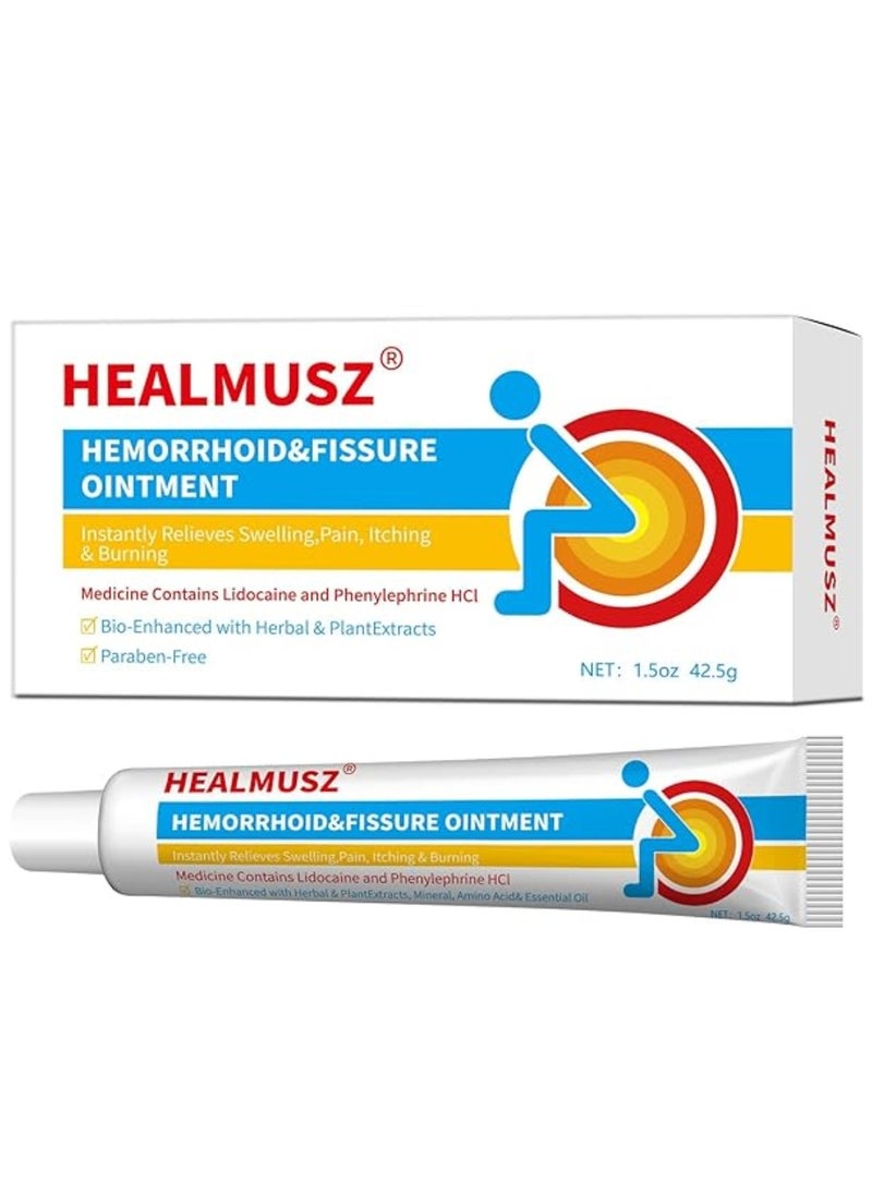 HEALMUSZ - Hemorrhoid Ointment Hemorrhoid Treatment Hemorrhoid and Fissure Ointment Fast Relief Hemorrhoid Cream Healing Formula Fast Acting Treatment Hemorrhoid Symptom Ointment 42.5g - Image 1