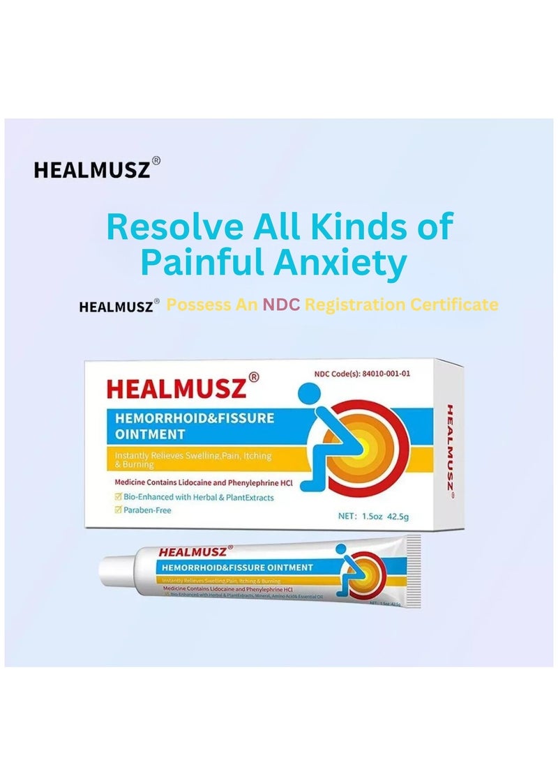 HEALMUSZ - Hemorrhoid Ointment Hemorrhoid Treatment Hemorrhoid and Fissure Ointment Fast Relief Hemorrhoid Cream Healing Formula Fast Acting Treatment Hemorrhoid Symptom Ointment 42.5g - Image 1