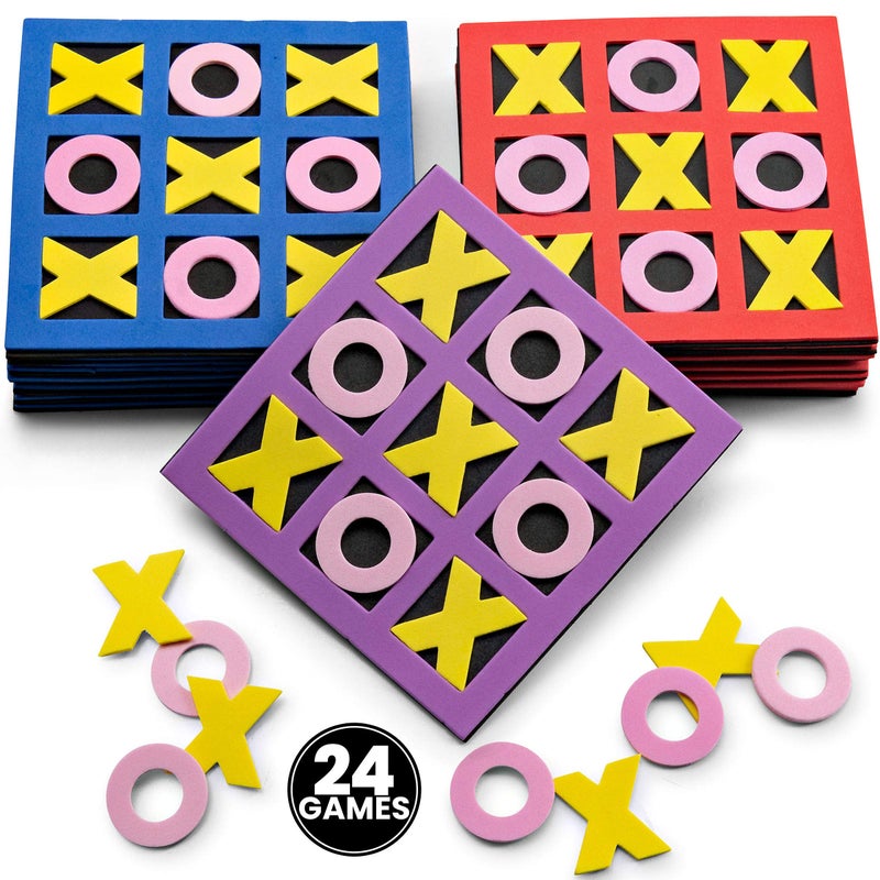 Bedwina Tic Tac Toe (Bulk Pack of 24) 5"x5" Foam Tic-Tac-Toe Mini Board Game Toys for Kids, Birthday Party Favors, Goody Bag Stuffers, Classroom Prizes & Occupational Therapy, Stocking Stuffers - Image 1