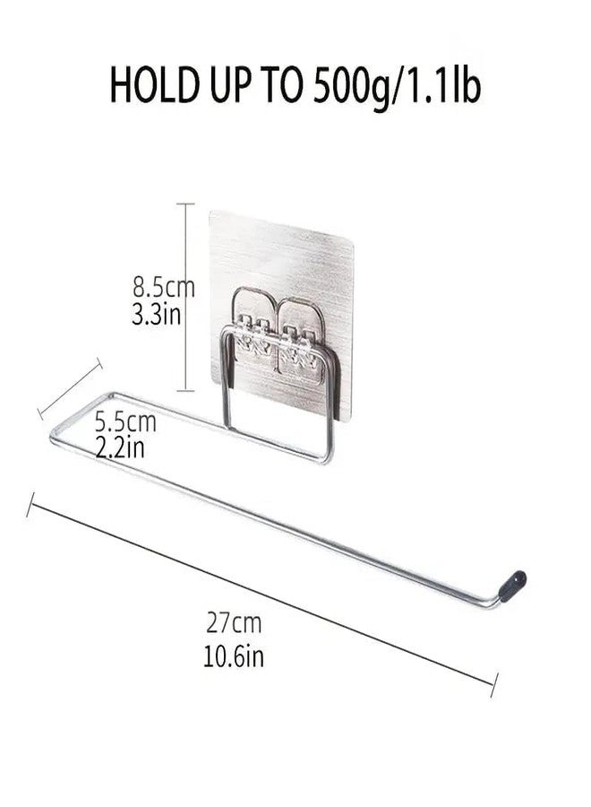 ROMILAS Pack of 2 Stainless Steel Self Adhesive Napkin Ring Wall Mount Towel Hanging Holder with Magic Adhesive Pad Kitchen Paper Roll Holder Tissue Paper Stand Towel Bar Hanger Kitchen - Image 2