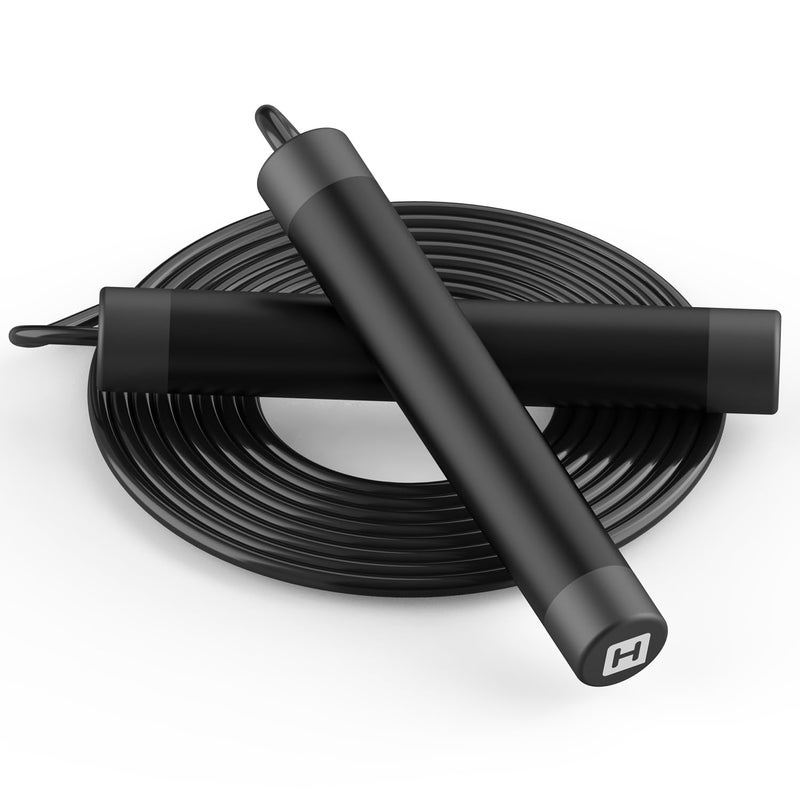 H HANDIO Jump Rope, HANDIO jump ropes 1/2 lb Weighted Jump Rope for Boxing, Cardio, Crossfit Workout, 8~10ft Range Adjustable Length Steel Ropes with Ball Bearings and Metal Handles, Jumpropes Suitable for Men - Image 1