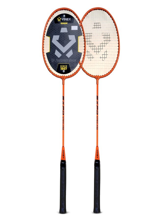 Vinex Badminton Racquet - VTEC 150 Lightweight & Durable, Ideal for Beginners & Intermediate Players (Pack of: 2 Pcs Racquet and 1Pcs of Polyester Fabric Bags) - Image 2