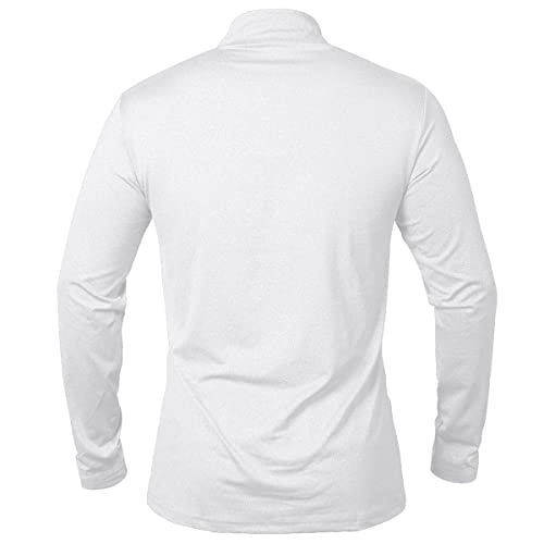 MANSDOUR Men's Active Sports Shirt 1/4 Zip Performance Long Sleeve Workout Running T Shirt Pullover Tops White - Image 3