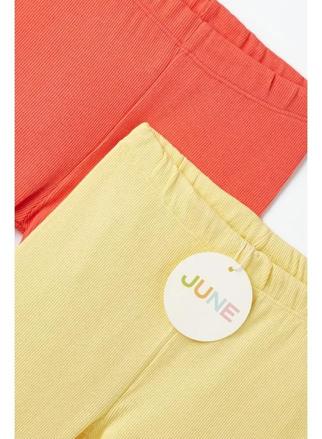 JUNE June Girl 2-Pack Camisole Basic Tight Coral - Yellow