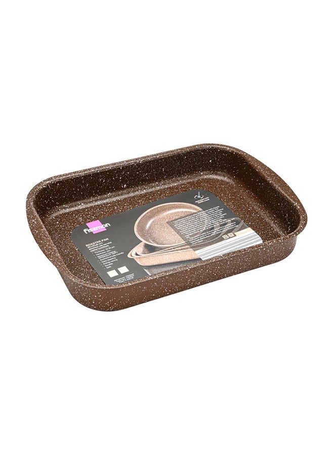NIBEMINENT Roaster Pan Aluminum With TouchStone Non Stick Coating Brown 35x25x6cm - Image 1