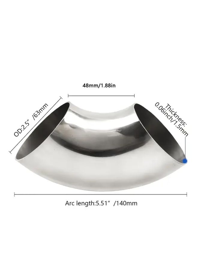 2pcs 304 Stainless Steel 2.5 Inch 90 Degree Exhaust Elbow Polished - Image 2
