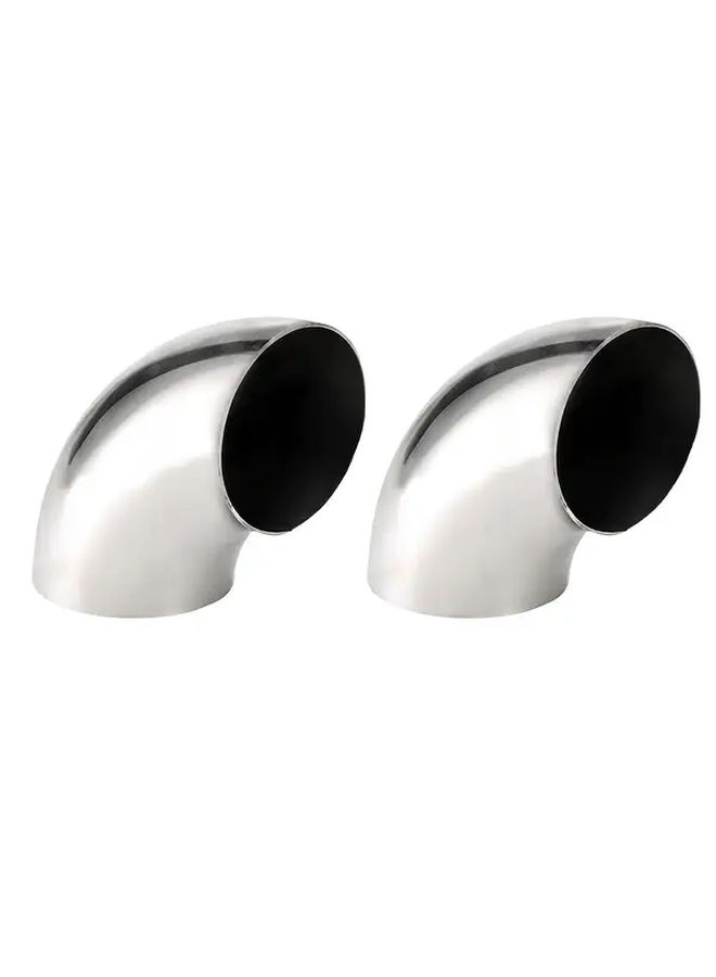 2pcs 304 Stainless Steel 2.5 Inch 90 Degree Exhaust Elbow Polished - Image 1