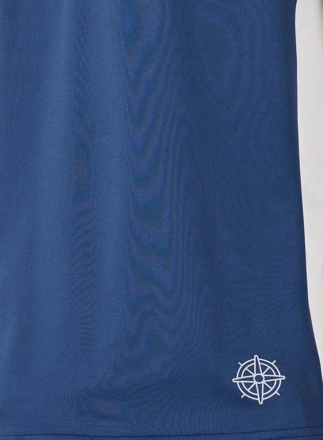 Styli Styli Color Block Ultra Stretch Regular Fit T-Shirt with Logo Detail