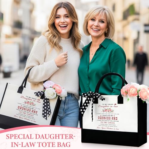 Saineron Daughter in Law Gifts from Mother in Law Future Daughter-in-Law Birthday Gifts Thoughtful Wedding Day, Anniversary, Happy Birthday Gift Includes Canvas Tote Bag, 16oz Glass Cup - Image 3