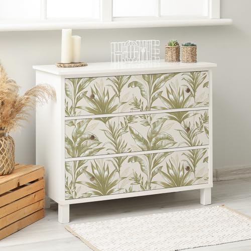 VaryStyle Tropical Palm Tree Wallpaper Beige Jungle Palm Leaf Peel and Stick Wallpaper for Bedroom Bathroom Waterproof Vinyl Removable Beige Leaves Contact Paper for Cabinets Walls Shelf 17.7"x118" - Image 5