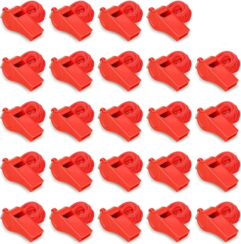 Hipat Red Emergency Whistles with Lanyard, Loud Crisp Sound Plastic Whistles Bulk Ideal for Outdoor Sport，Lifesaving，and Officials - Image 1