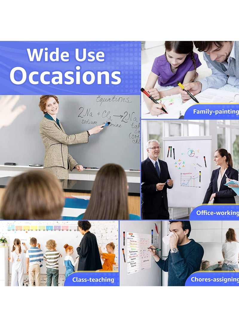 Magnetic Dry Erase Markers, 12 Colors White Board Markers Dry Erase Marker with Eraser Cap, Low Odor Whiteboard Markers Fine Tip Thin Dry Erase Markers for Kids Teachers Office School Supplies