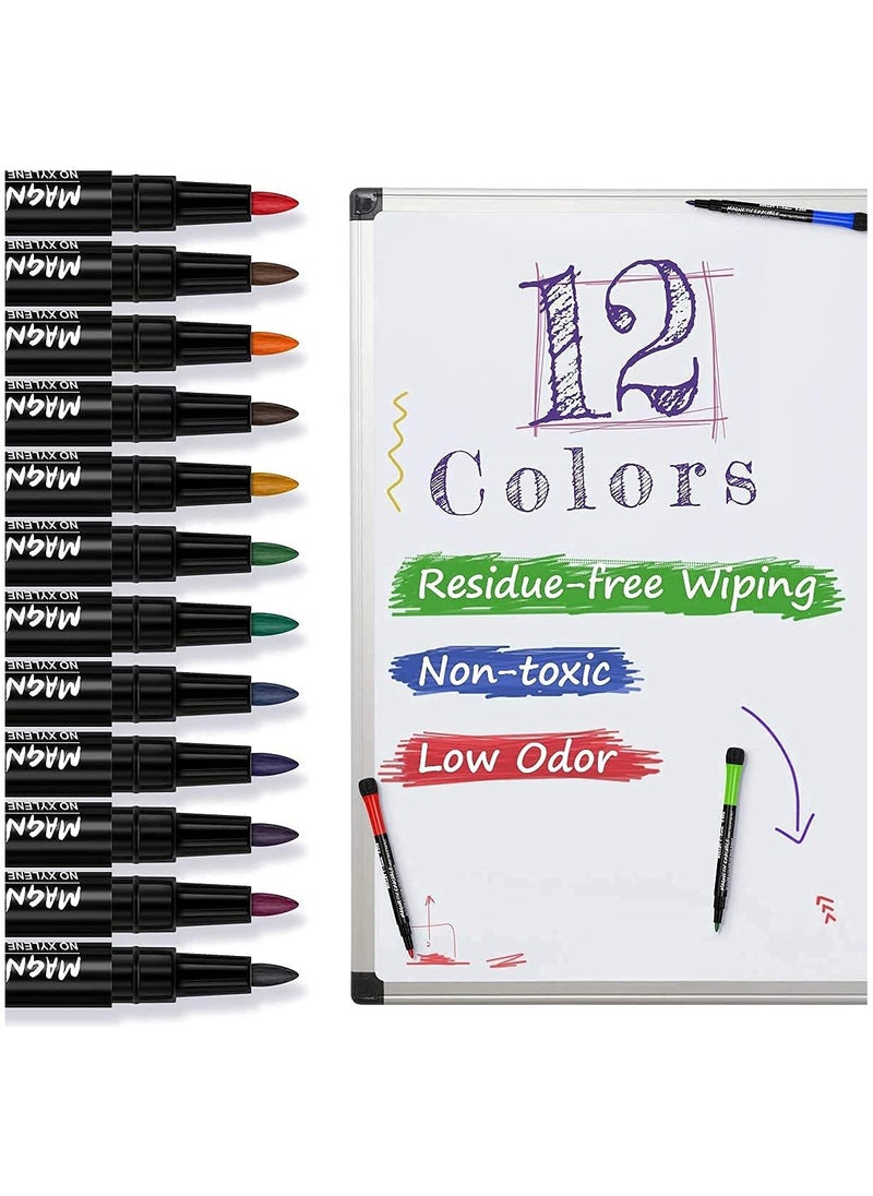 phomemo Magnetic Dry Erase Markers, 12 Colors White Board Markers Dry Erase Marker with Eraser Cap, Low Odor Whiteboard Markers Fine Tip Thin Dry Erase Markers for Kids Teachers Office School Supplies  - Image 2