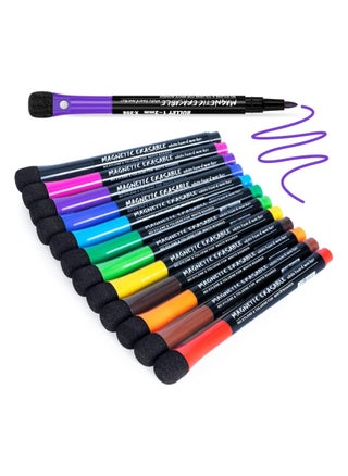 Magnetic Dry Erase Markers, 12 Colors White Board Markers Dry Erase Marker with Eraser Cap, Low Odor Whiteboard Markers Fine Tip Thin Dry Erase Markers for Kids Teachers Office School Supplies - pzsku/ZDE2E62C0CCF14C059D60Z/45/_/1724229569/774e1e38-01ba-4d88-b775-c6e5b2b37917