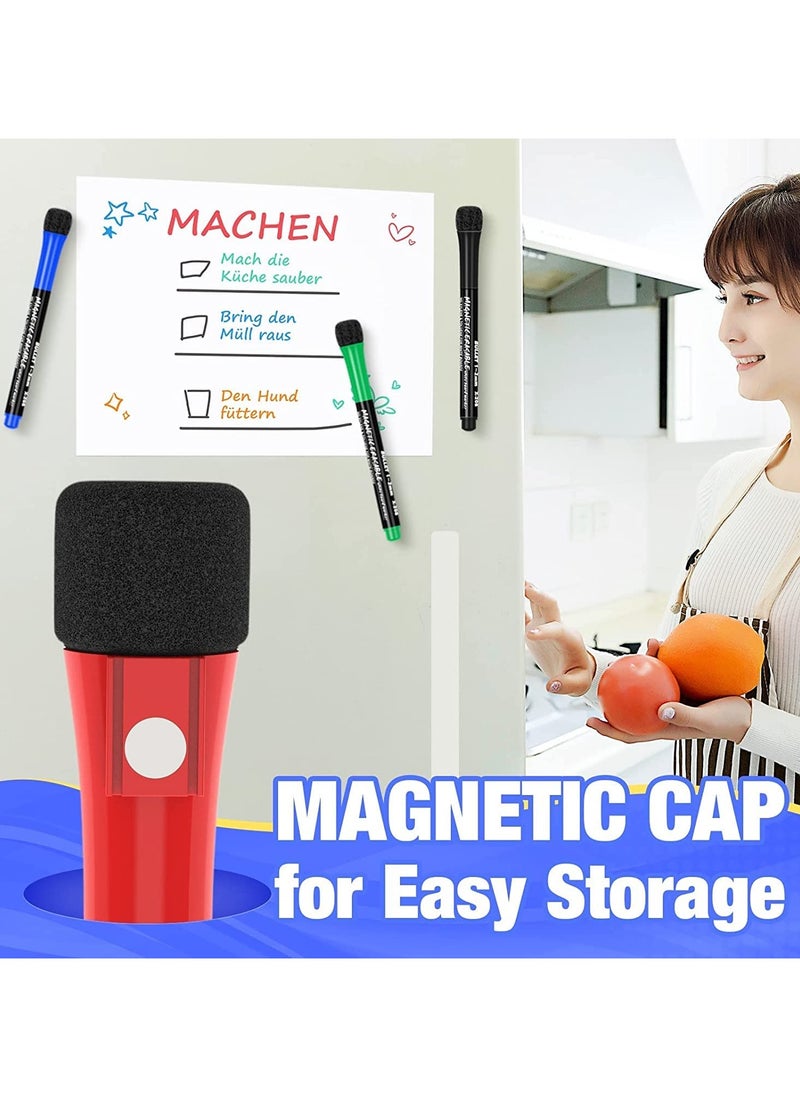 Magnetic Dry Erase Markers, 12 Colors White Board Markers Dry Erase Marker with Eraser Cap, Low Odor Whiteboard Markers Fine Tip Thin Dry Erase Markers for Kids Teachers Office School Supplies