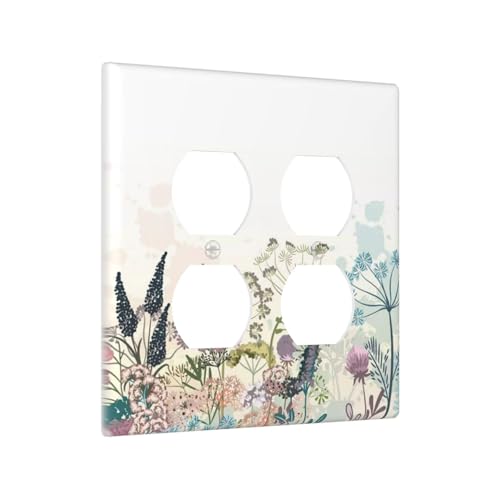 Sghxwp Decorative Light Switch Cover Plate Colorful Flower Plant Garden 2 Gang Socket Covers Double Duplex Wallplates Switch Plates and Outlet Covers for Bedroom Bathroom Decor - Image 3