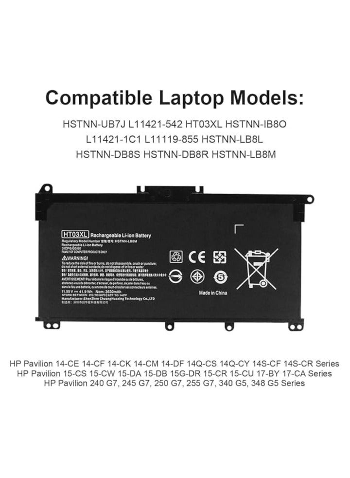 Green Tiger Replace HT03XL L11119-855 Original Laptop Battery for HP Pavilion 14-CD 14-CE 14-CF 14-CK 15-CS 15-DA 15-DB 15-DW 15G-DR 17-BY17-CA L11421-542 L11421-2C2 - Image 1