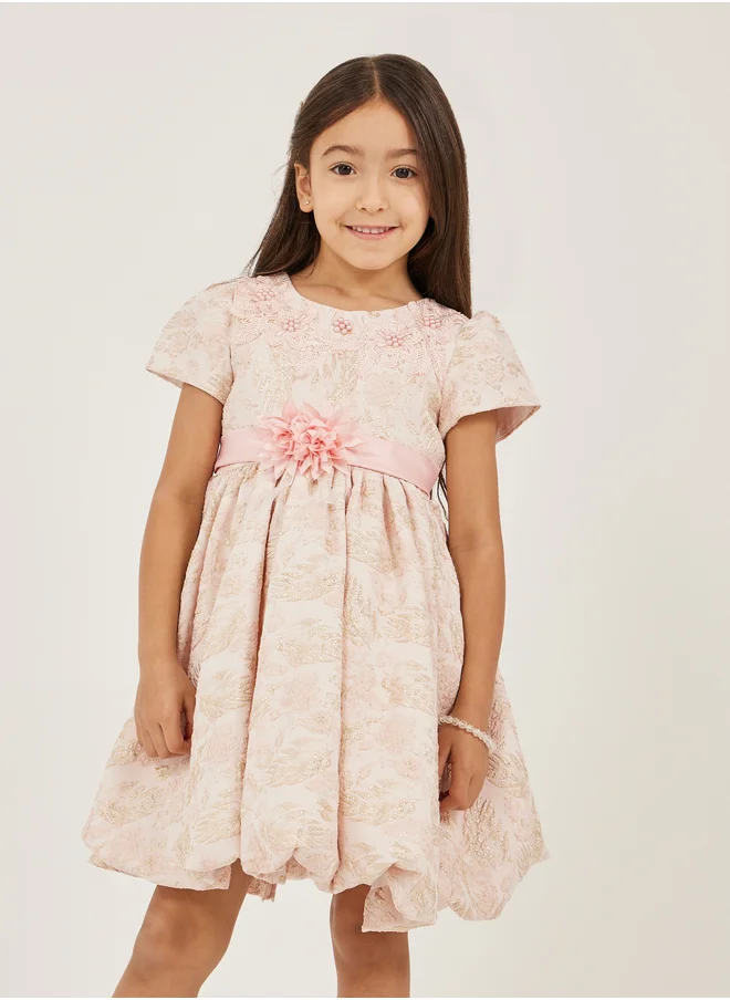 Styli Styli Embellished Puff Sleeve A-Line Dress