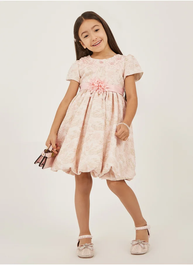 Styli Styli Embellished Puff Sleeve A-Line Dress