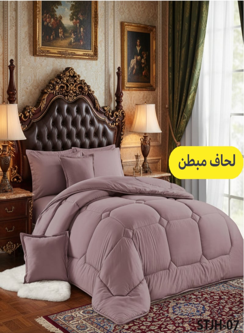 مون مفرش سرير ملكي فاخر 6 قطع – لحاف مبطن ناعم ومريح – طقم مفارش سرير فندقي فخم نفرين مقاس 250×230 سم مع وسائد وخداديات يناسب سرير مقاس 200×200 سم - Image 1