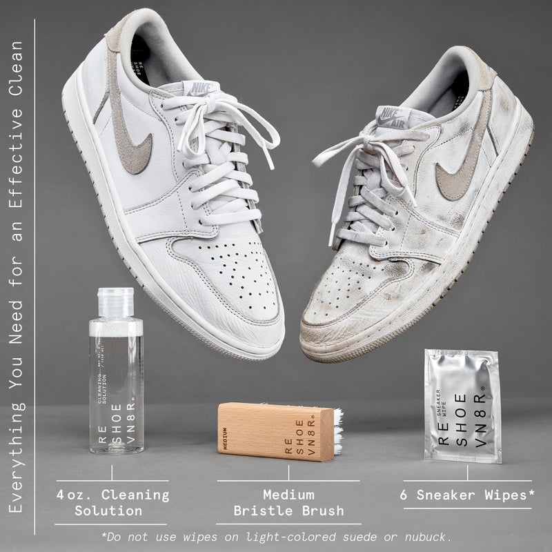Reshoevn8r Shoe Cleaner Sneakers Kit, Original Kit - Sneaker Cleaner for Canvas, Mesh, Knit, Leather, Nubuck, Plastic, & Rubber Shoes - 4oz Cleaning Solution, 1 Medium Bristle Brush, & 6 Sneaker Wipes - Image 3