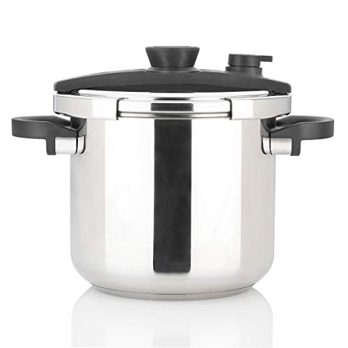 ZAVOR Zavor EZLock Stove Top Pressure Cooker 7 Quart  Stainless Steel Multi Pressure Levels Easy Locking Induction Ready Digital Cookbook  Steamer Basket  Olla de Presion Acero Inoxidable