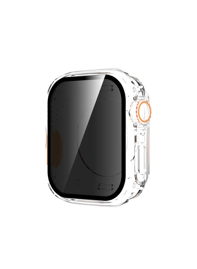 Transparent + Orange Waterproof All-Inclusive Case for Apple Watch 11, 42mm/46mm [Anti-peep Style]