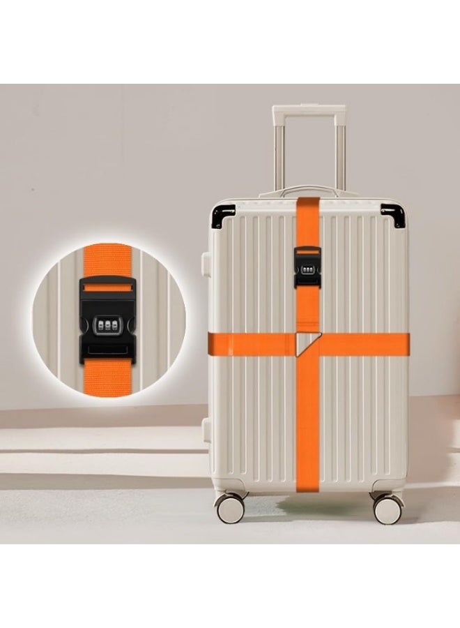 Meetion حزام أمتعة السفر القابل للتعديل مع قفل تركيبي، أحزمة تعبئة سفر زاهية مع مشابك سريعة الإطلاق، كل طول 5×200 سم (برتقالي) - Image 1