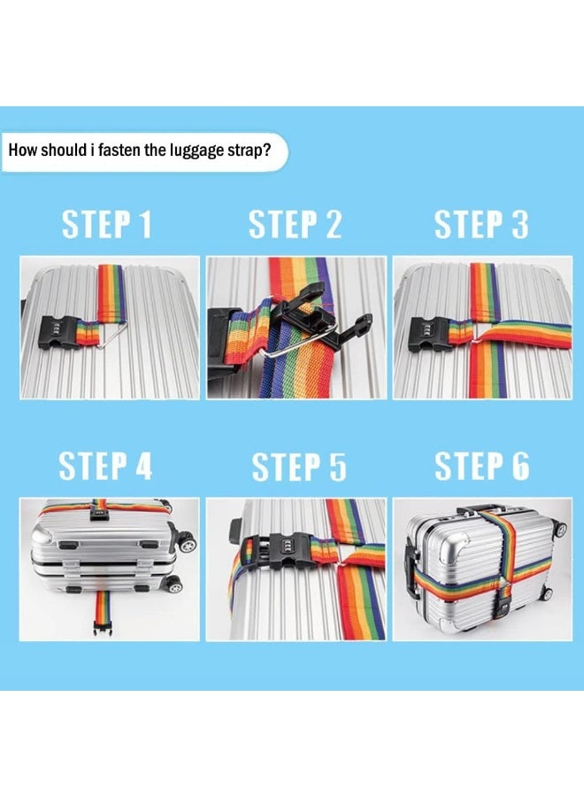 Meetion حزام أمتعة السفر القابل للتعديل مع قفل تركيبي، أحزمة تعبئة سفر زاهية مع مشابك سريعة الإطلاق، كل طول 5×200 سم (برتقالي) - Image 3