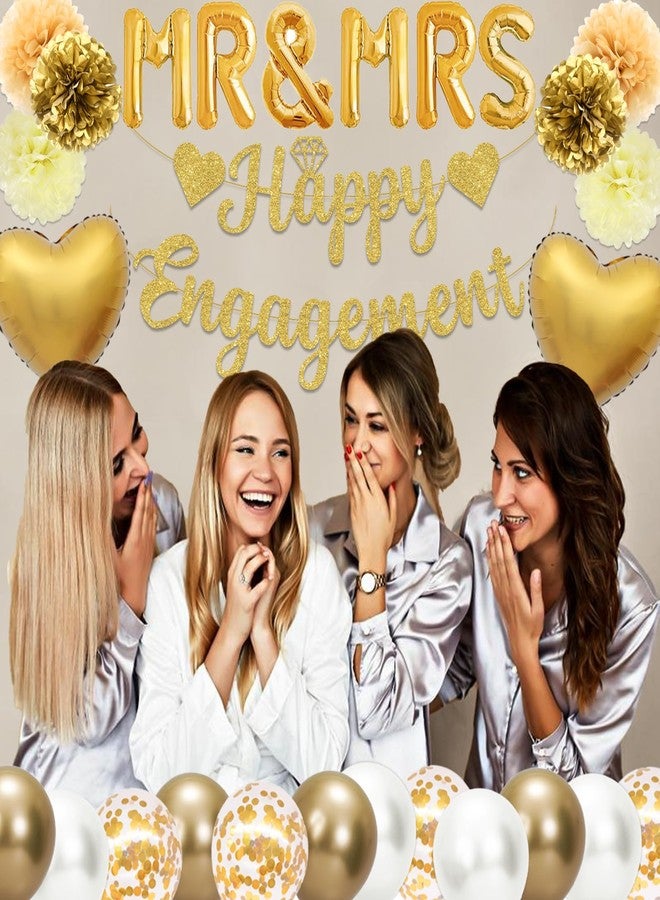Bolake Gold Engagement Party Decorations Just Engaged Decorations Happy Engagement Banner Married Decorations Congratulations Wedding Bachelorette Party Decorations - Image 4