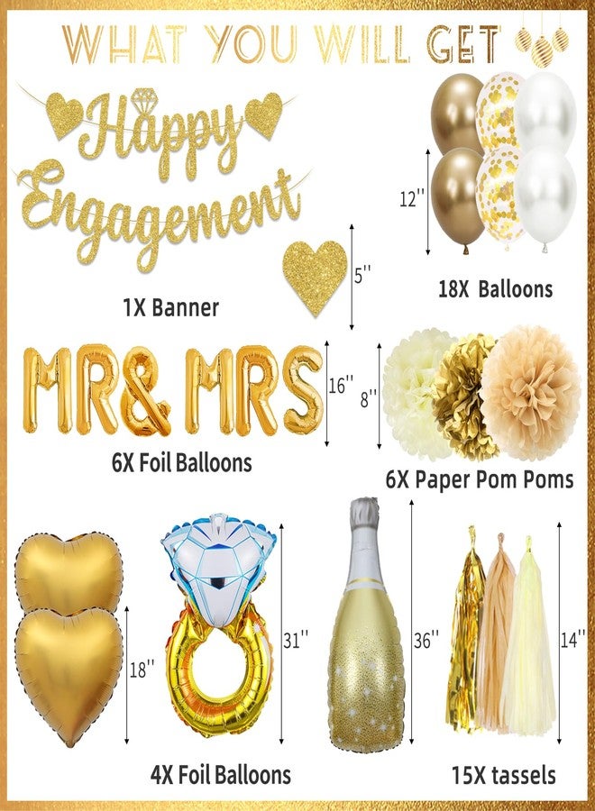 Bolake Gold Engagement Party Decorations Just Engaged Decorations Happy Engagement Banner Married Decorations Congratulations Wedding Bachelorette Party Decorations - Image 2