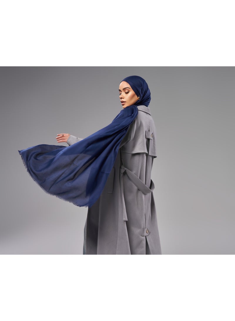 Lavezzi Breathable Cotton Modal Hijab Scarf For Women - Women Solid Color Head Scarf Wrap - Navy Blue - Image 3