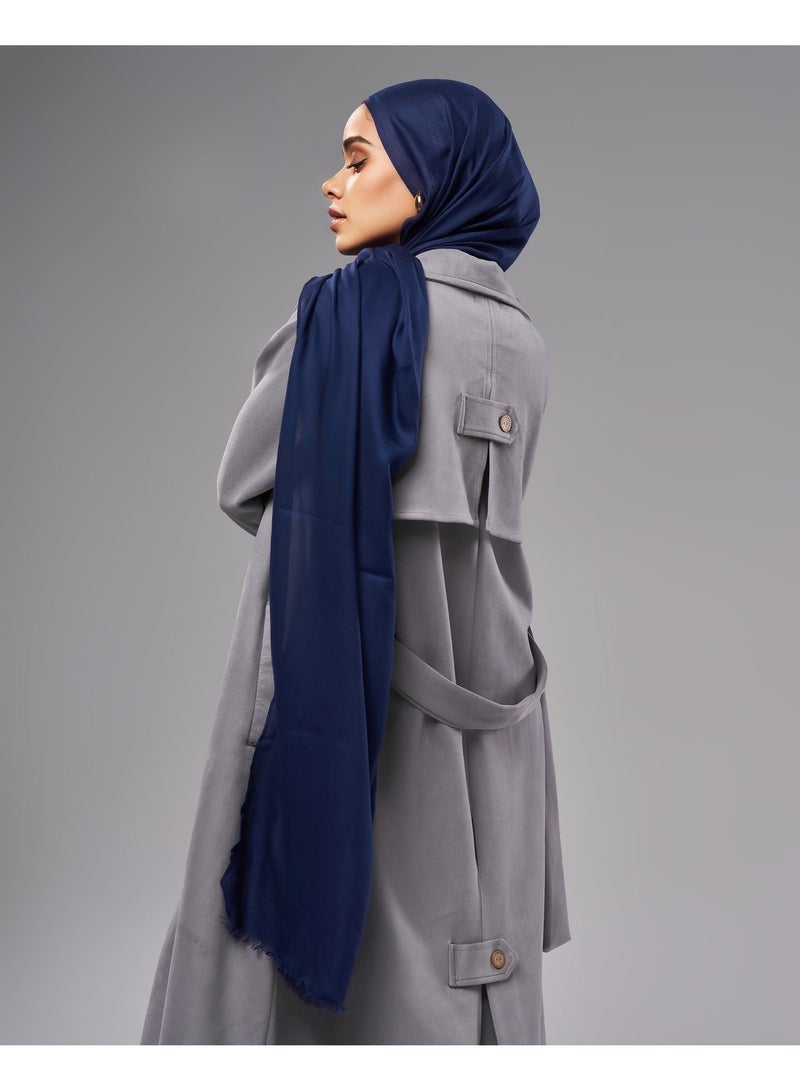 Lavezzi Breathable Cotton Modal Hijab Scarf For Women - Women Solid Color Head Scarf Wrap - Navy Blue - Image 1
